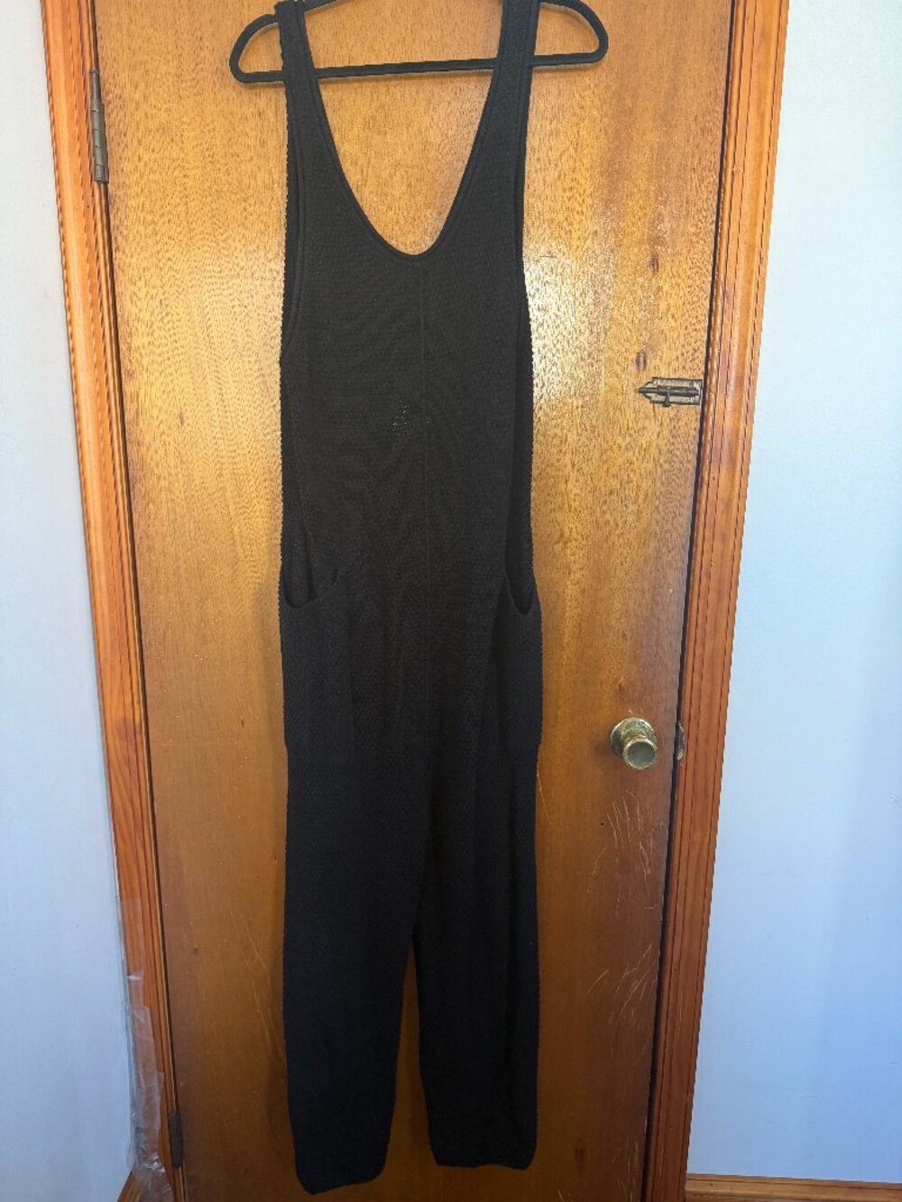 Free People FP Beach Black Knit Sleeveless Jumper Overalls